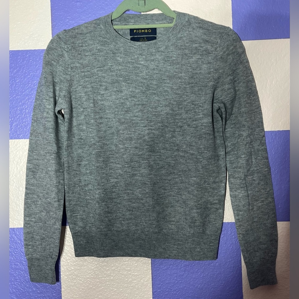 NWT Piombo 100% Wool Crewneck Grey Sweater - Size S